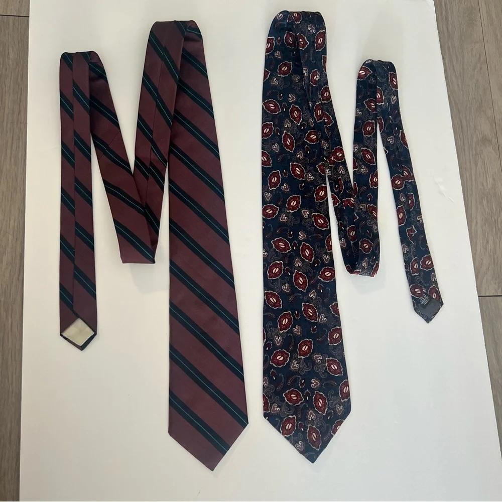 Christian Dior, All Silk, Made in USA, Striped and Patterned Ties Set of 2
